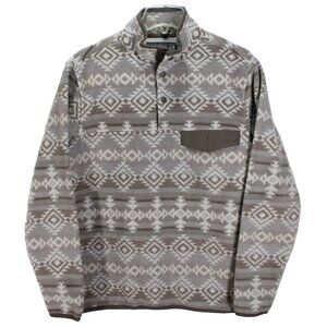 Southern Grit 1/4 Snap Pullover Mens Size M Taupe Southwestern Print Fleece